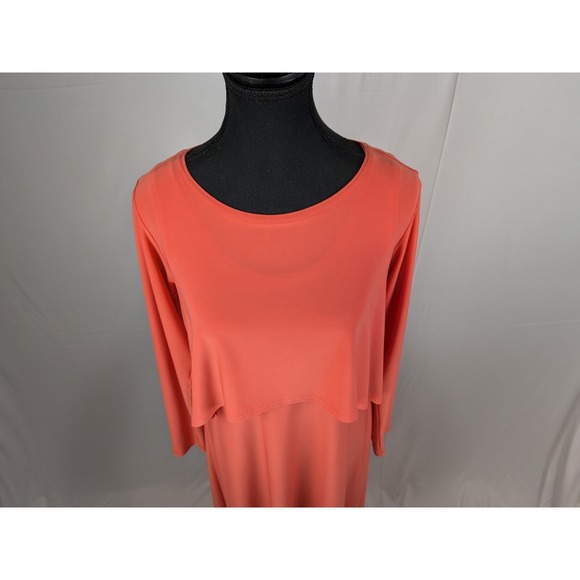 Sympli Women's 10 Papaya Matte Jersey 2-Piece High-Low Maxi Dress & Crop Top - Picture 2 of 16